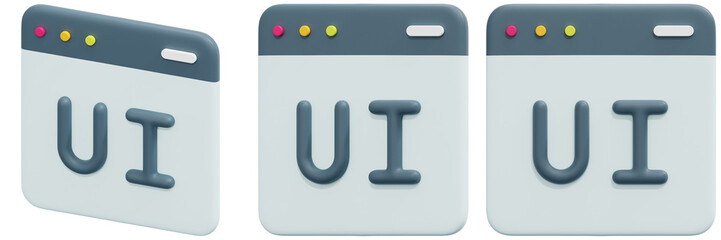 Set of UI Design Elements Set 3d Render Icon Illustration