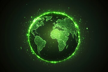 green global network digital earth glowing planet technology innovation map eco data world space