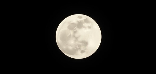 Wall Mural - dark background, glowing half-moon, white circle, ample copy space, moon, card