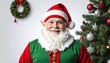 © patiwit - Jolly santa claus by the christmas tree, a festive holiday scene