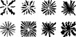 © Waqas - Set of abstract radial burst vector shapes in black silhouette, ideal for comic effects, explosions, sunbursts, and dynamic graphic design elements.