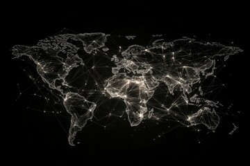 Wall Mural - Networked World Map