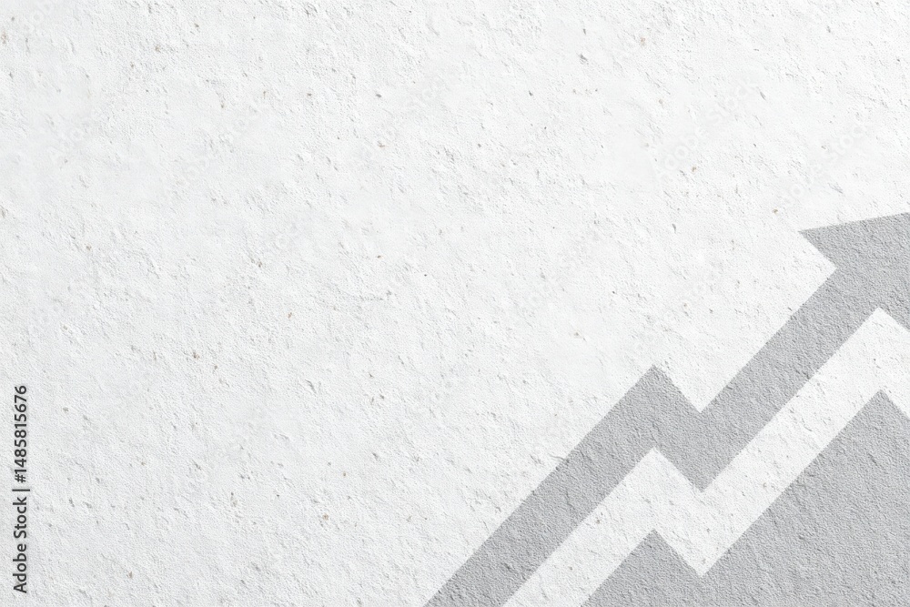 A smooth, textured surface features a light gray arrow pointing upwards, symbolizing growth and progress. The backgrounds soft lighting enhances the graphics positive message, evoking optimism.