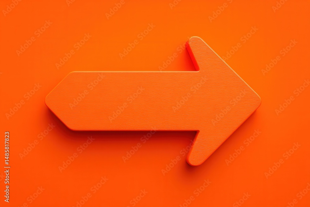 A bold orange arrow points right against a matching background. This striking design could symbolize direction or movement, attracting the viewers eye effectively.