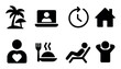 © Валерий Тодаренко - Simple black icons: beach, computer, clock, home, relaxation