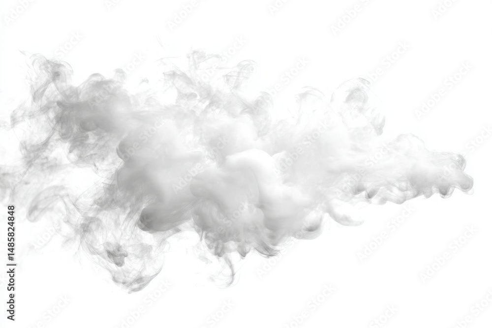 Wisps of soft white smoke drift gracefully across a bright background, forming ethereal shapes and patterns that evoke a tranquil, dreamlike quality in the air.