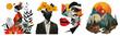 © Rawpixel.com - PNG Vibrant surreal artistic collage, element set on transparent background