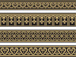 © Ana Lo - Vector gold and black set of seamless Chinese borders. Endless ornaments of oriental peoples, korea, taiwan, china, hong kong, indonesia