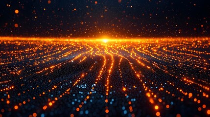 Sticker - glowing energy currents connecting the world through a high speed digital network