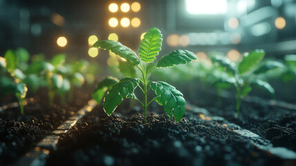 3D render of genetic engineering and GMO concept in a tech-driven scientific layout