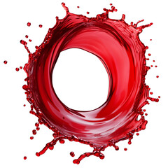 Wall Mural - dynamic burst: a vibrant splash of red liquid forming a circular shape