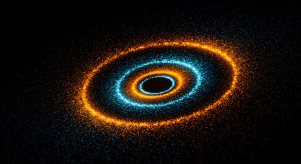 Wall Mural - Background, Cosmos, Galaxy, Abstract Cosmic Nebula with Orange and Blue Glowing Particles