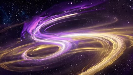 Wall Mural - vibrant purple and gold energy trails swirl through a star-filled galaxy