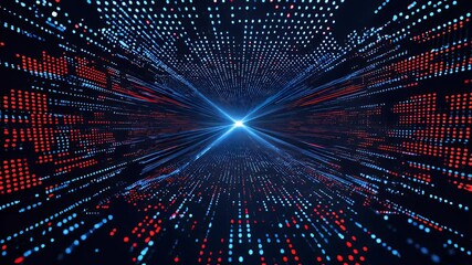 Futuristic Data Tunnel with Glowing Light Burst