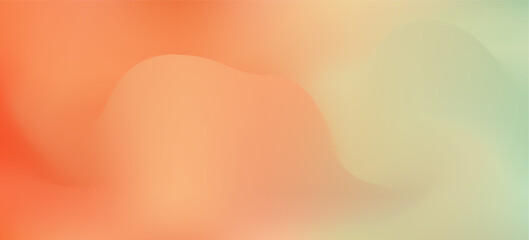 Wall Mural - Soft bright orange and light olive green colors vector mesh gradient background. Abstract wavy tranquil digital watercolor summer concept for weather design, banner, surface