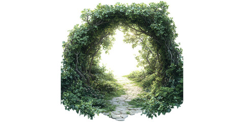 Wall Mural - pathway through lush green archway. nature's gateway to tranquility and exploration isolated on tran