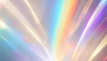 Fototapete - ethereal light spectrum on soft translucent surface with abstract prismatic glow and flowing pastel hues, ideal for modern web design, luxury branding, or minimal print layout with copy space

