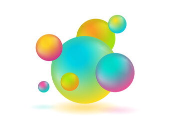 Aufkleber - Multicolored 3d spheres abstract minimal elegant background. Geometric concept vector design