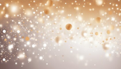 Poster - gold and white glitter bokeh background with glowing spheres and sparkles for festive web design, holiday print, elegant branding, luxury product display, with generous copy space

