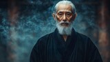 Wise and experienced martial arts grandmaster in elegant black robe