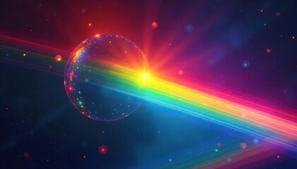 Vibrant rainbow colours displayed in a prism, showcasing spectrum hues , refraction, spectrum, illustration
