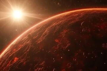 Wall Mural - Fiery Red Planet Sunrise
