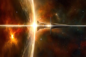 Wall Mural - Rocket launch through atmosphere