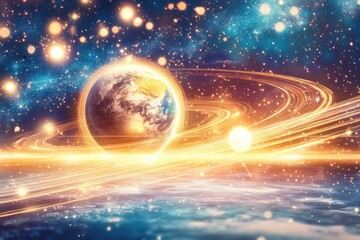 Wall Mural - Planet in cosmic rings
