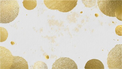 Poster - luxury gold foil abstract circles on white textured paper background for elegant invitation, branding, print, web banner, or holiday design with shimmering metallic details and minimalist layout

