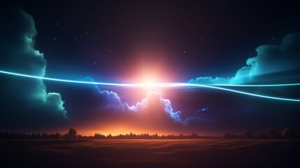 Aufkleber - Beautiful night sky with a bright sun and a few clouds. The sky is filled with a variety of colors, including blue, red, and yellow. The sun is shining brightly, creating a warm