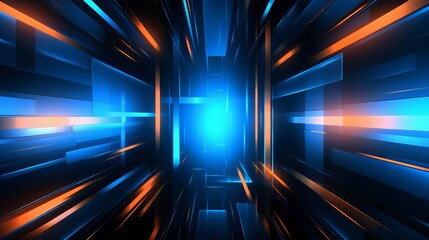 Aufkleber - Blue and orange background with a bright light in the middle. The light is surrounded by orange and blue lines