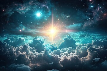 Wall Mural - Cosmic cloudscape, radiant star