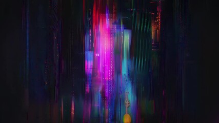 AI Generated illustration of multicolored glitch background with high-speed looping