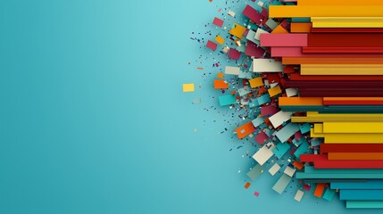 Poster - Colorful background with a lot of different colored squares. The squares are all different sizes and are scattered all over the background