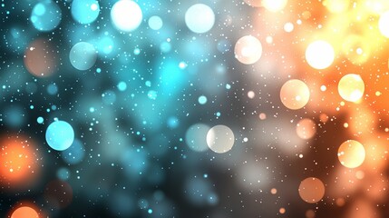 Poster - Colorful background with many small circles. The circles are of different sizes and colors. The background is a mix of blue and orange