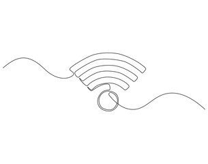 continuous one line drawing of wifi signal. one line drawing illustration of wifi signal for interne
