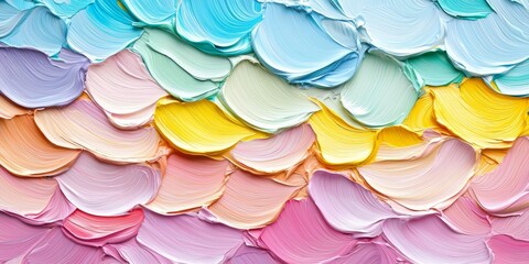 Poster - Colorful painting of a rainbow with a brush stroke effect. The painting is full of vibrant colors and has a playful, whimsical feel to it