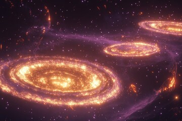 Wall Mural - Spiral galaxies in cosmic nebulae