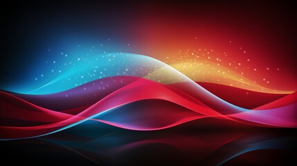 Leinwandbilder - Colorful wave with a red and blue stripe. The colors are bright and vibrant, creating a sense of energy and excitement. The wave appears to be moving, giving the impression of motion
