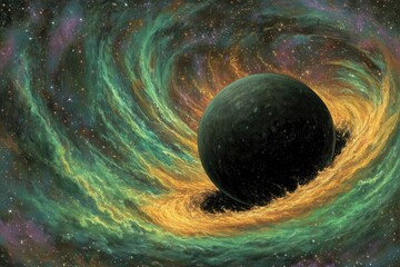 Wall Mural - Cosmic vortex.  Dark sphere swirling in nebula