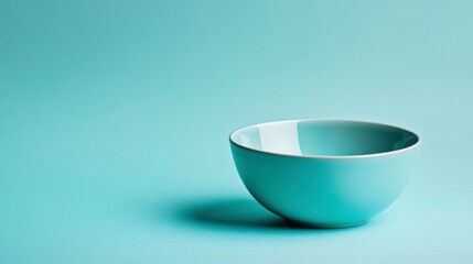 Aufkleber - Empty teal bowl on a light blue background.