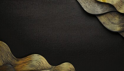 Poster - luxurious black and gold abstract wave background with textured metallic accents and elegant curves for branding, web design, packaging, or high-end print media

