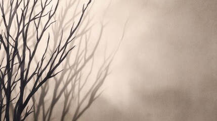 Wall Mural - silhouetted branches of a barren tree against a misty, muted background creating a serene atmosphere