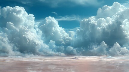 Poster - The sky is filled with clouds, creating a moody atmosphere. The clouds are scattered throughout the sky, with some covering the entire horizon. The scene is peaceful and serene