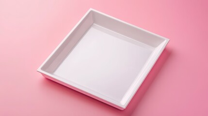 Aufkleber - Empty white square container on pink background.