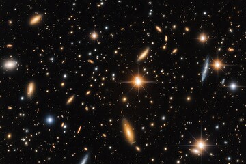 Wall Mural - Cosmic tapestry of distant galaxies (1)