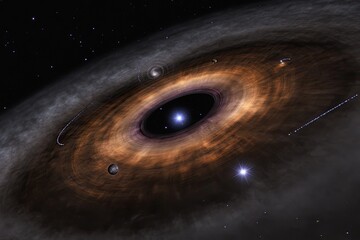 Wall Mural - Cosmic disk, orbiting star