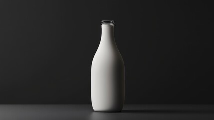 Poster - White bottle filled with liquid against dark background.