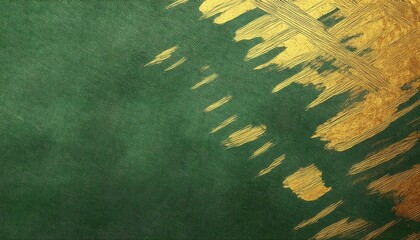 Fototapete - textured green canvas with abstract golden sun and brushstroke accents ideal for branding, luxury packaging, website background, or elegant print design

