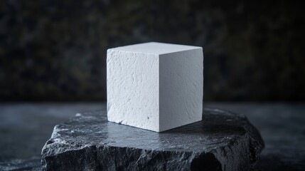 Aufkleber - White cube on dark stone.